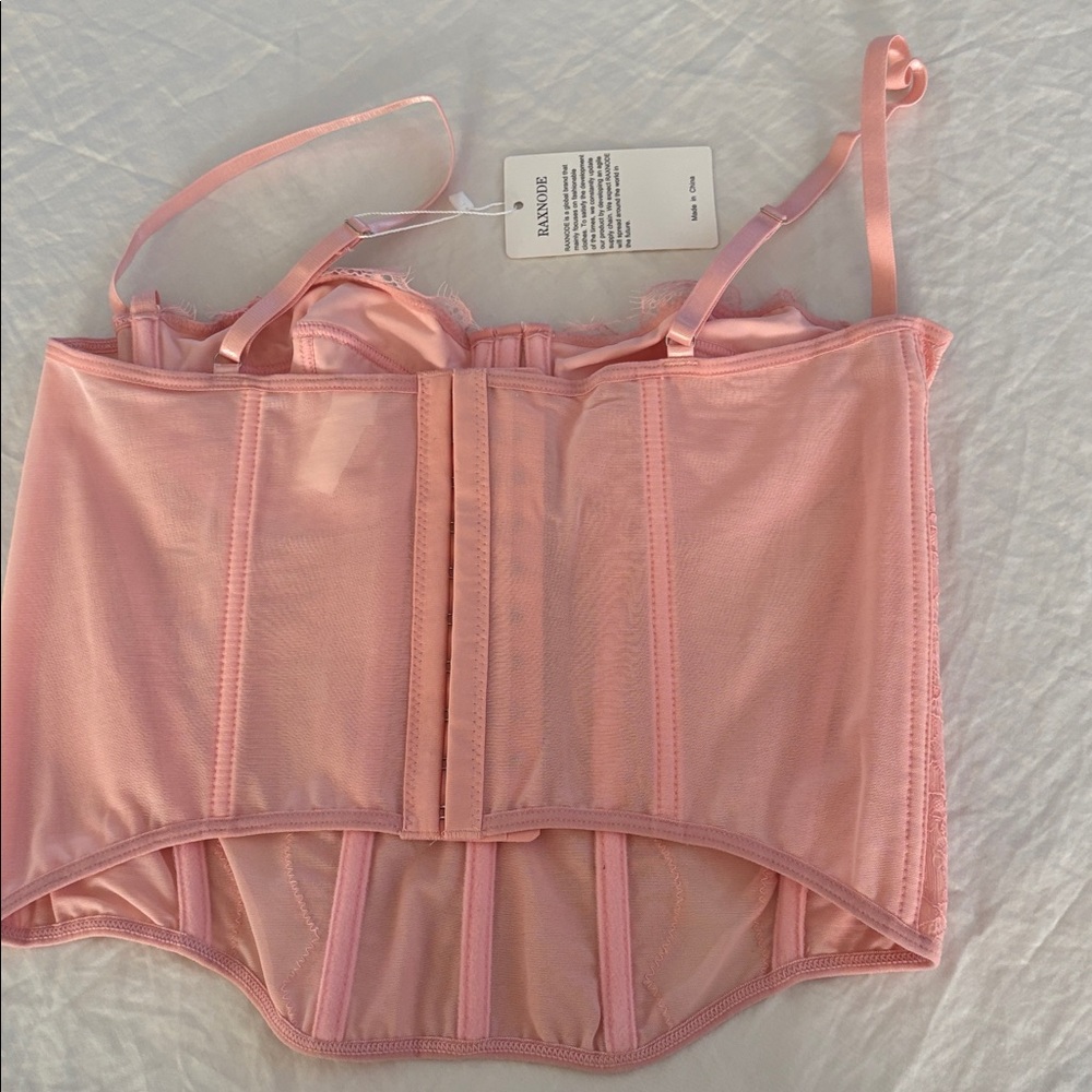 Pink Lace Corset  Bustier  Top Sz L NWT - Picture 8 of 16